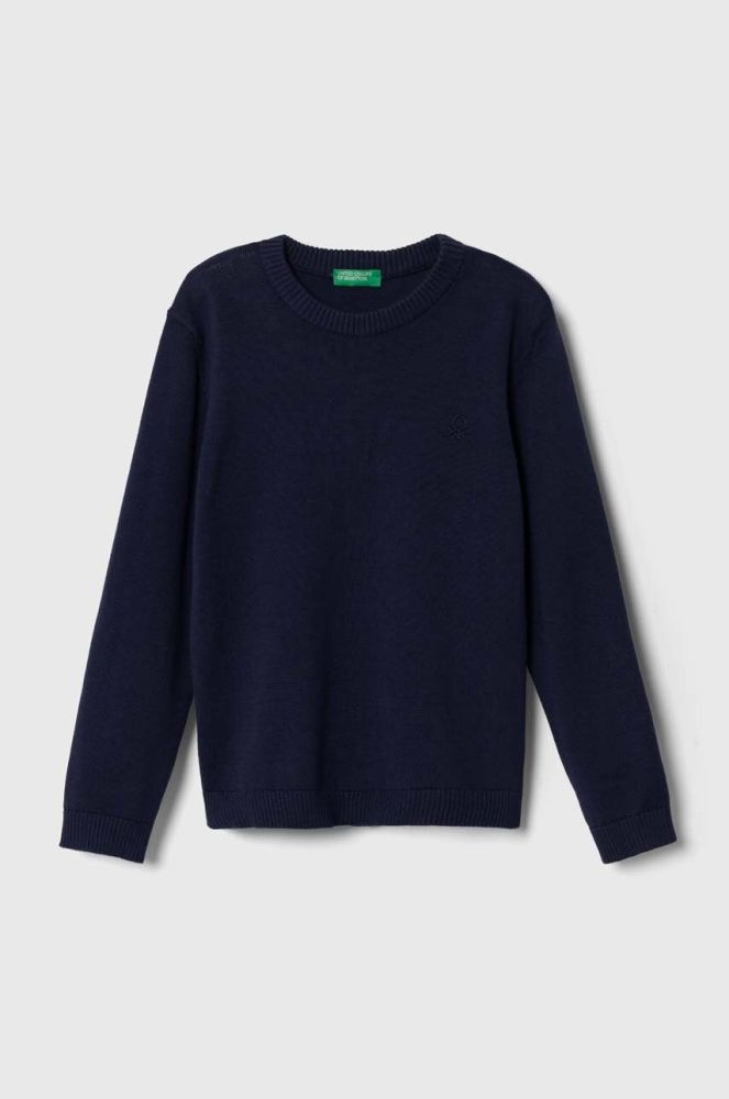 Дитячий бавовняний светр United Colors of Benetton колір синій легкий (3412931)