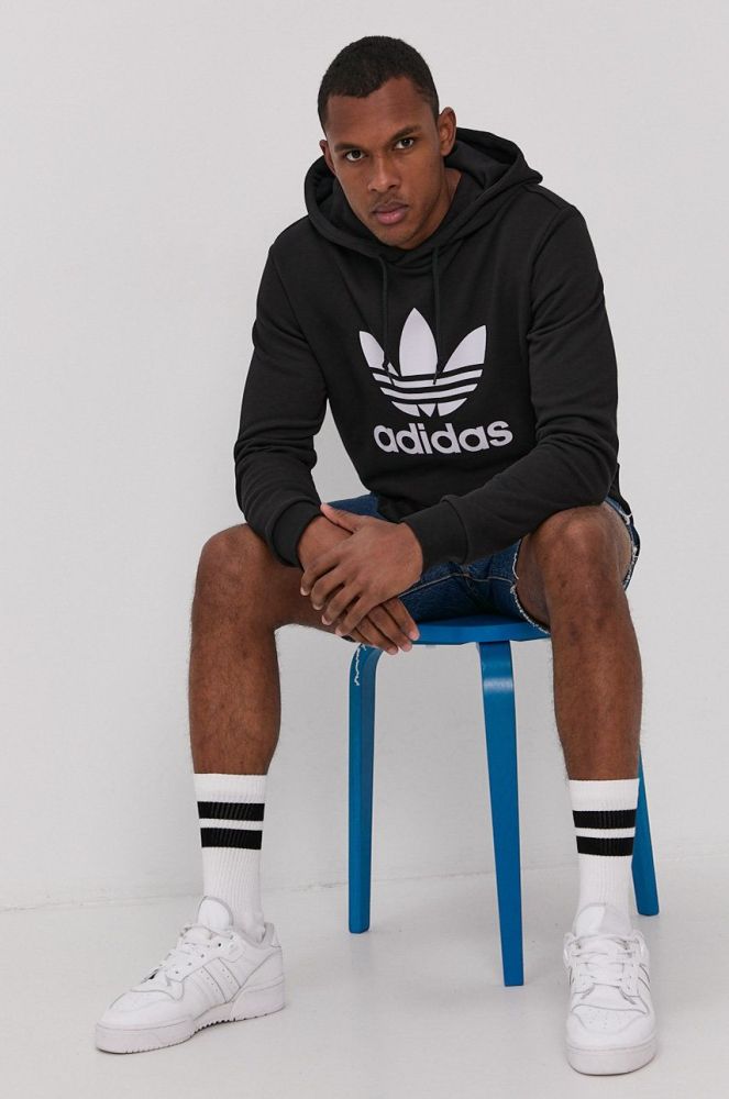 Бавовняна кофта adidas Originals чоловіча колір чорний з принтом H06667-BLK/WHT