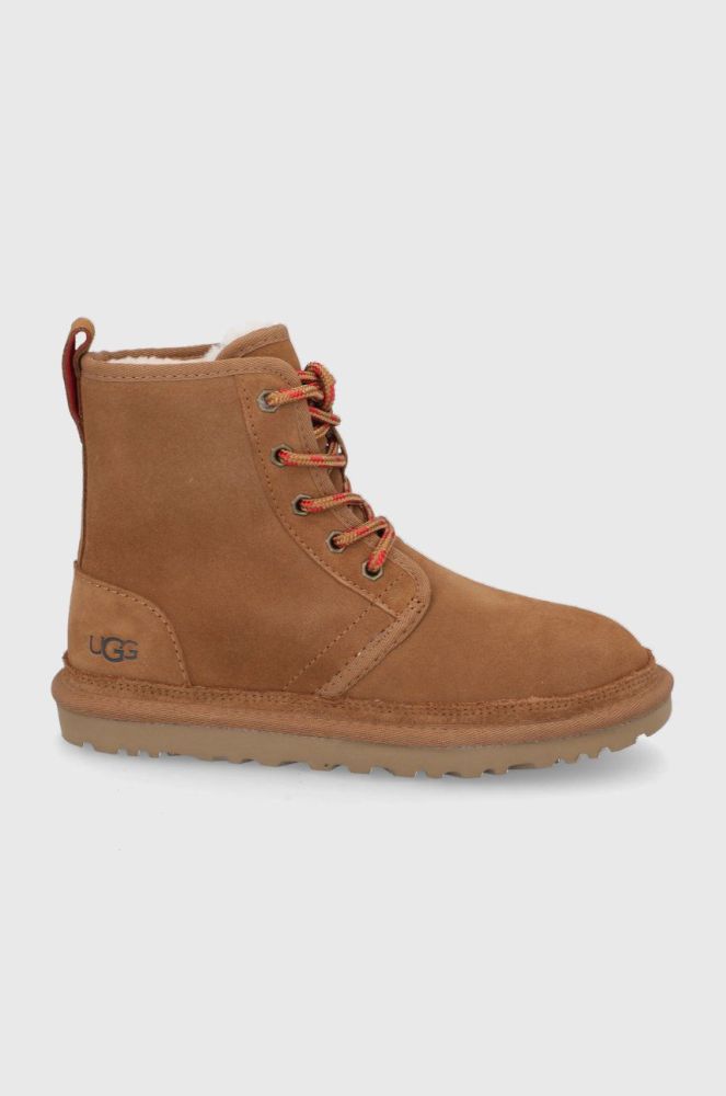 Замшеві черевики UGG Neumel High жіночі колір коричневий на плоскому ходу утеплене