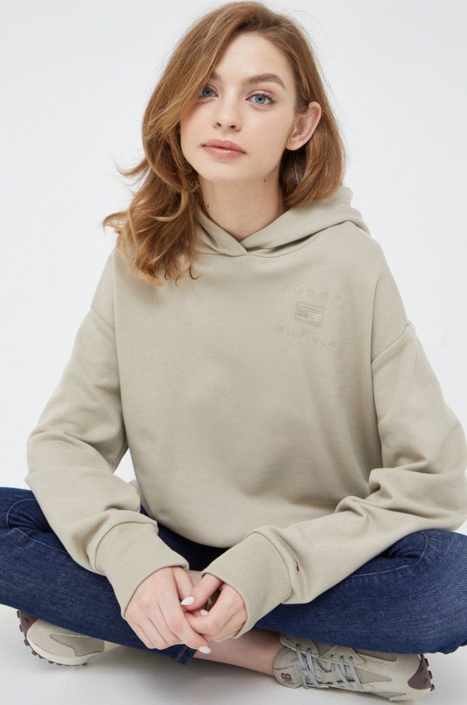 Бавовняна кофта Tommy Hilfiger жіноча колір бежевий однотонна (2522296)