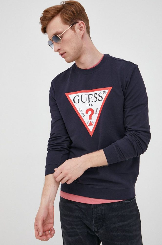 Кофта Guess чоловіча колір синій з принтом (2434158)
