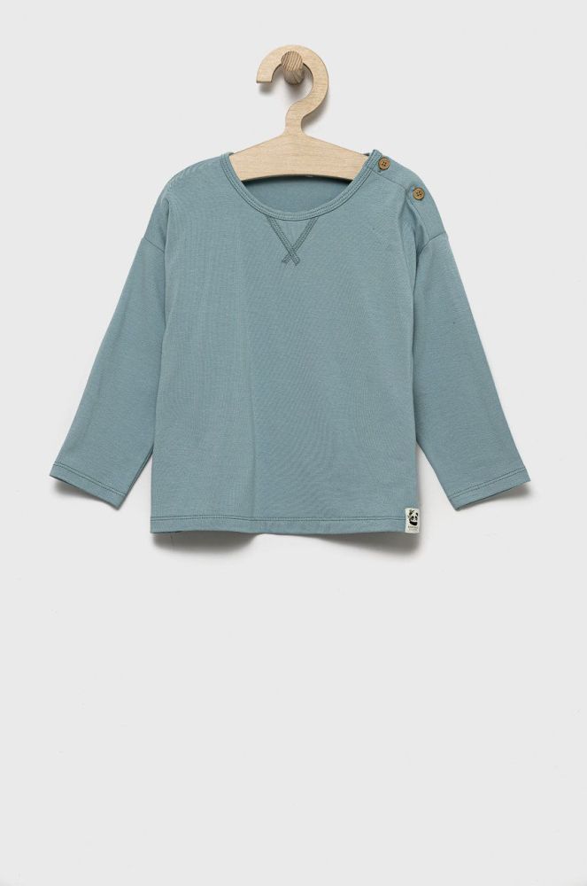 Дитячий лонгслів United Colors of Benetton однотонний колір блакитний