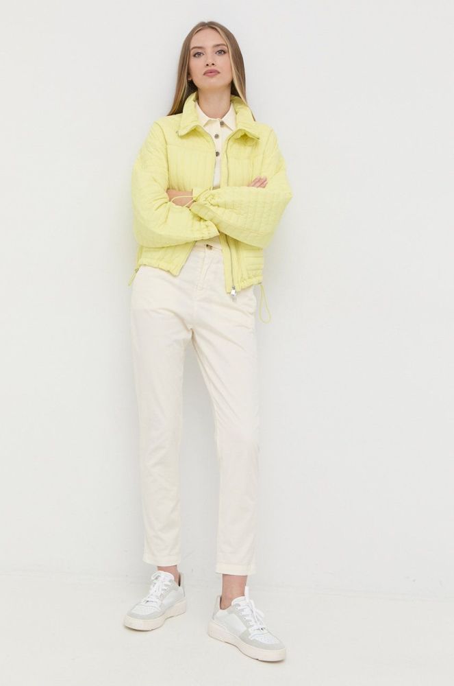Куртка BOSS жіноча колір жовтий перехідна oversize