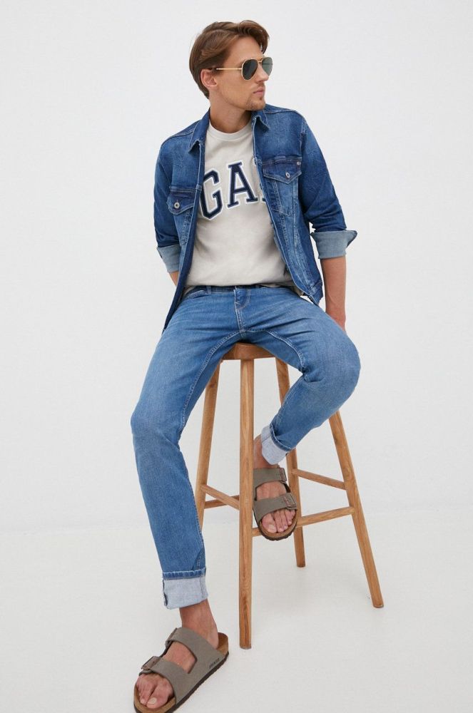 Джинсова куртка Pepe Jeans чоловіча перехідна колір блакитний (2446538)