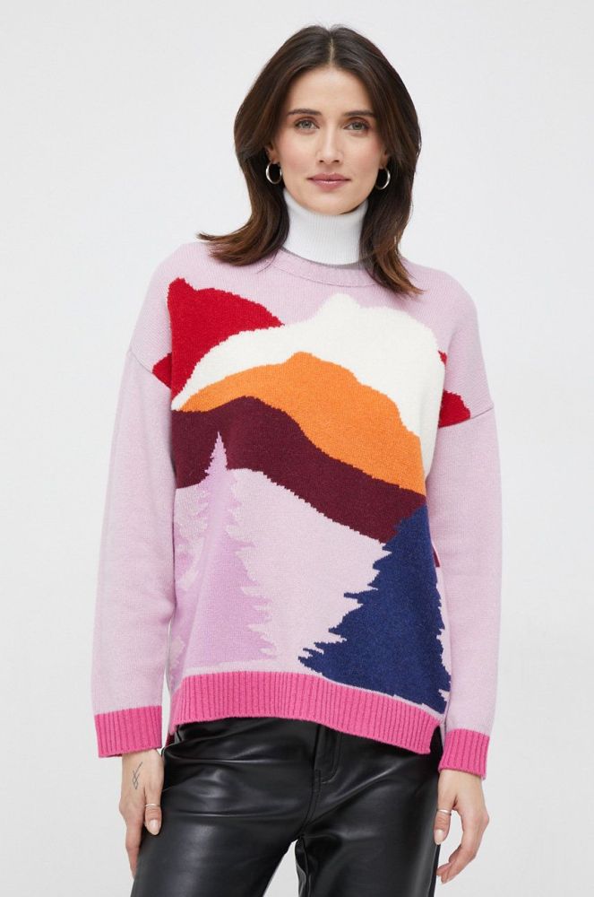 Вовняний светр United Colors of Benetton жіночий колір рожевий (2896018)