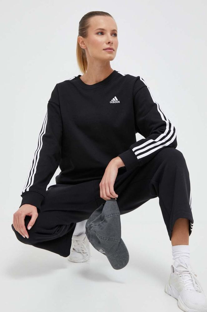 Бавовняна кофта adidas жіноча колір чорний однотонна