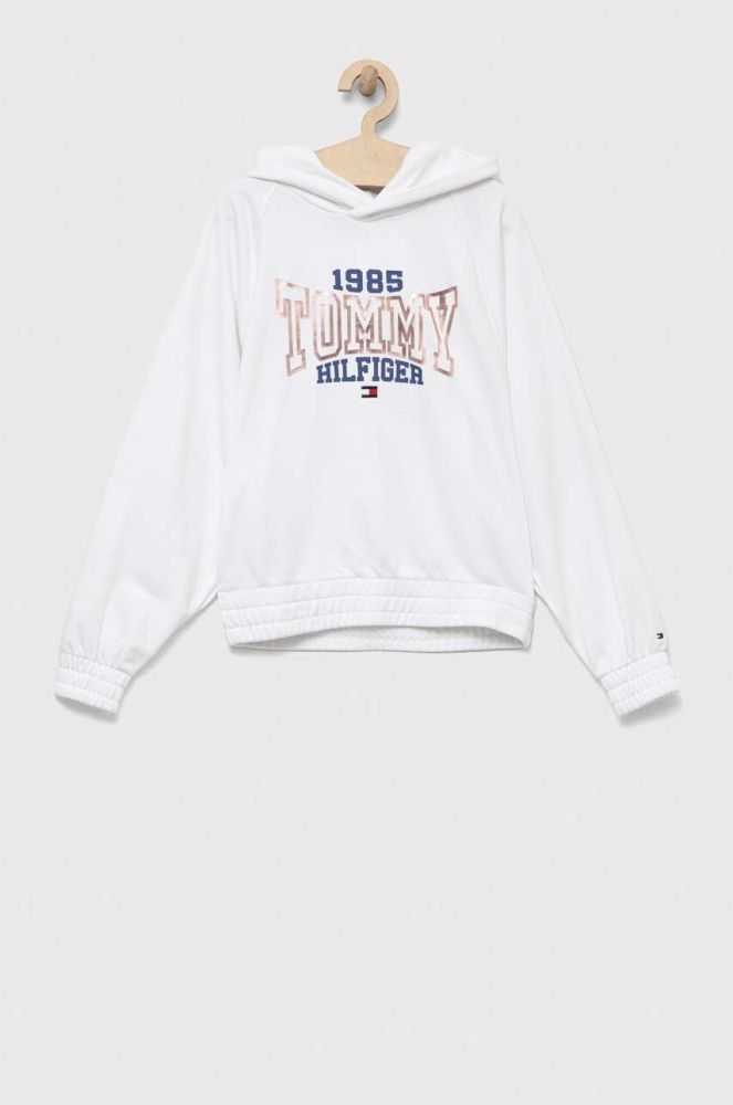 Дитяча кофта Tommy Hilfiger колір білий з капюшоном з принтом (3312905)