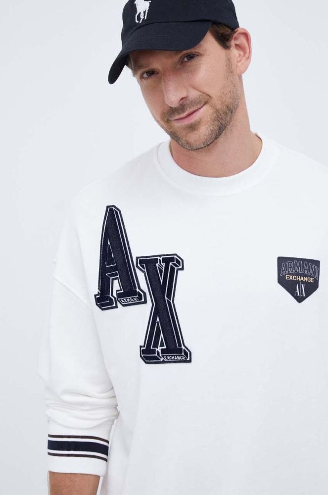 Кофта Armani Exchange чоловіча колір білий з аплікацією