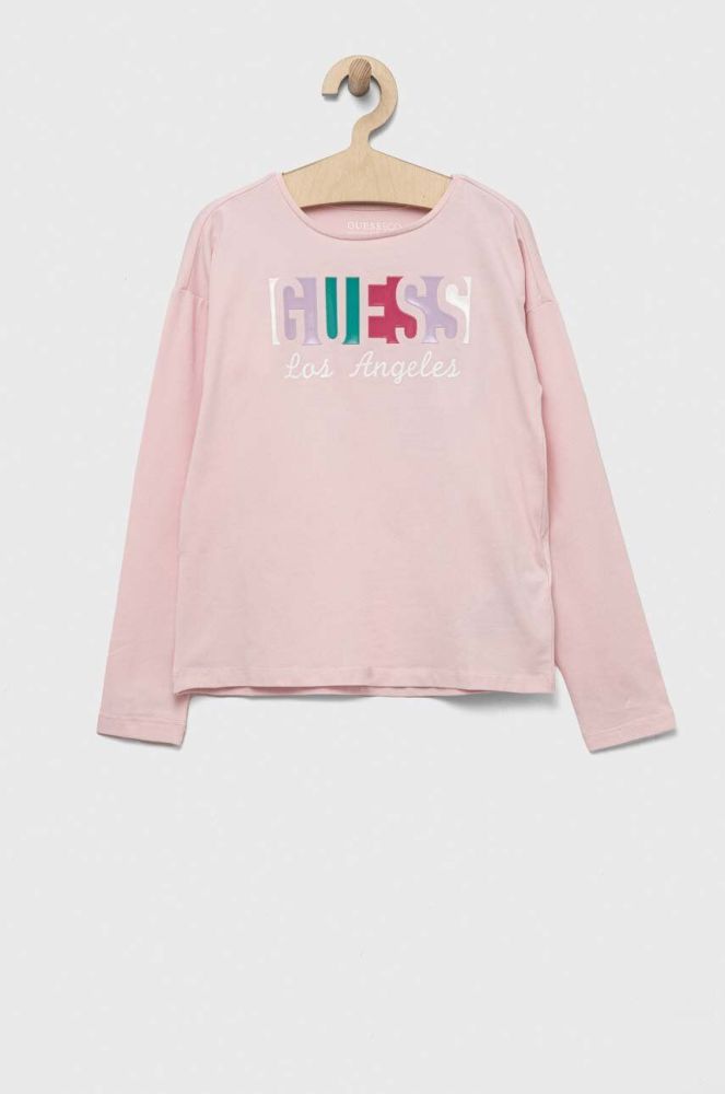 Дитячий лонгслів Guess колір рожевий (3327648)
