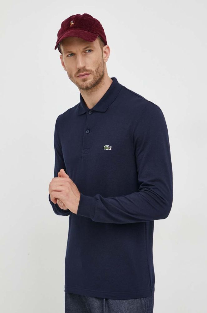 Лонгслів Lacoste чоловічий колір синій однотонний