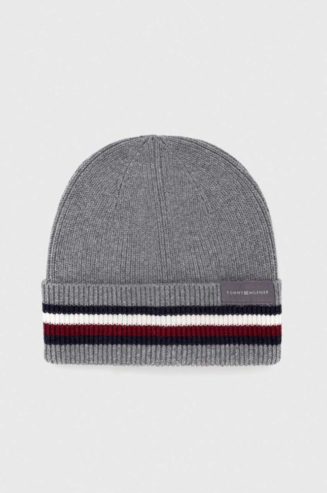 Шапка з домішкою вовни Tommy Hilfiger колір сірий (3441864)