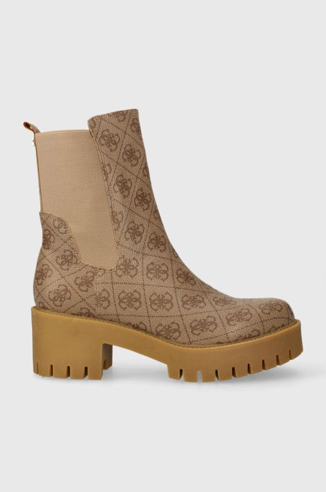 Черевики Guess WARIN жіночі колір бежевий каблук блок FL8WAN FAL10