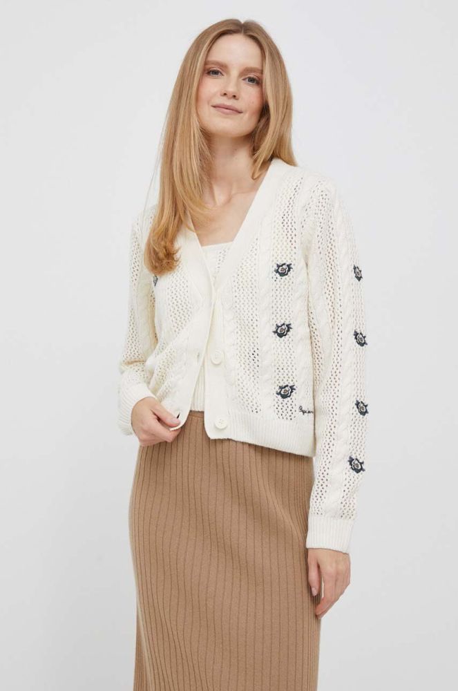 Кардиган з домішкою вовни Pepe Jeans колір бежевий (3490421)