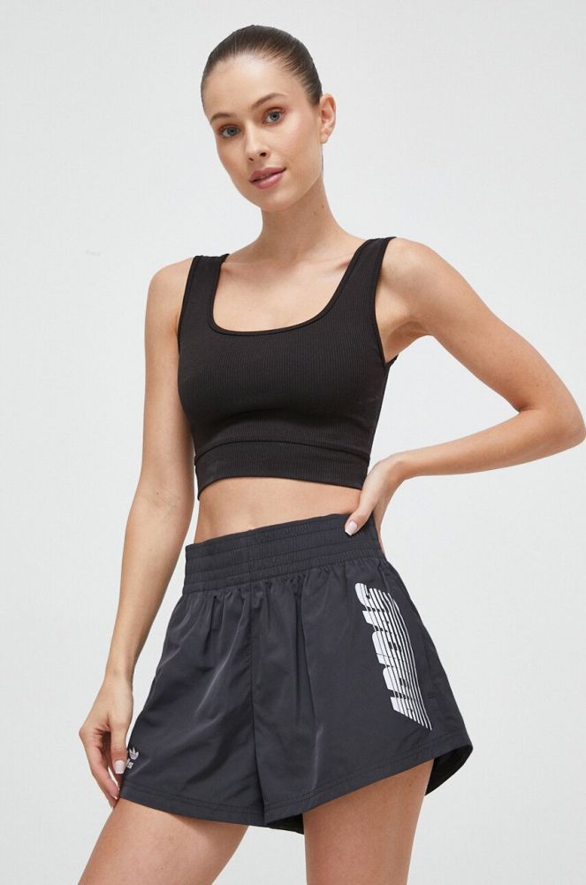 Шорти adidas Originals жіночі колір чорний з принтом висока посадка (3568810)