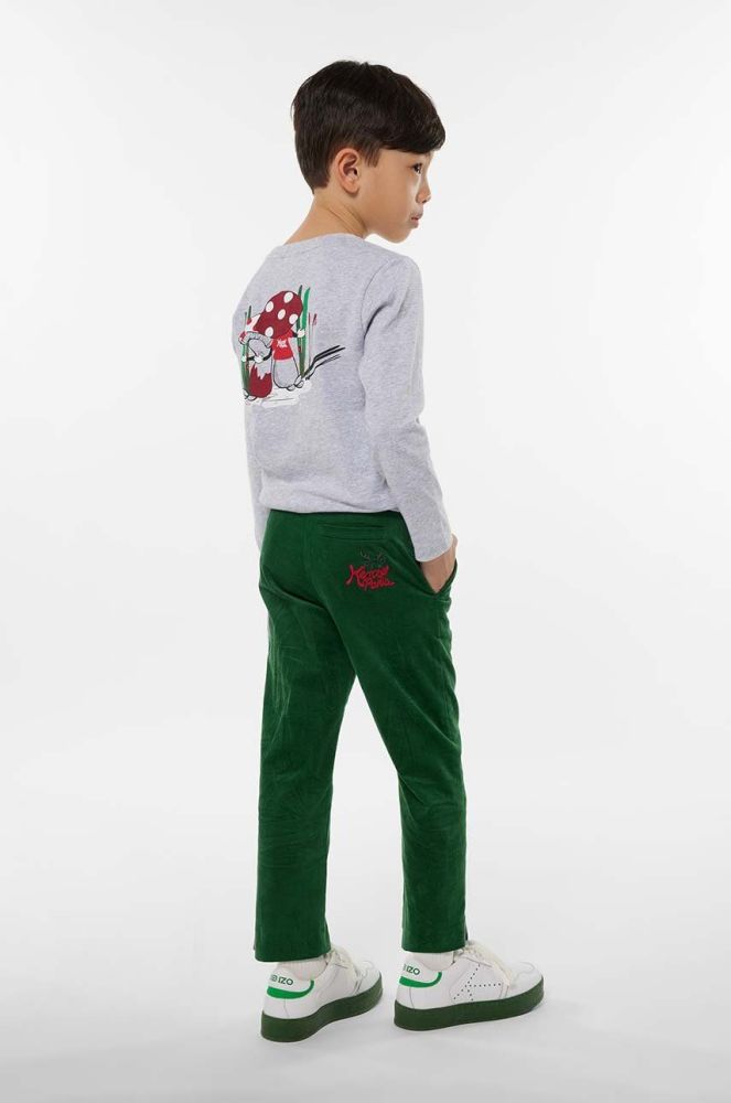 Дитячий бавовняний лонгслів Kenzo Kids колір сірий з принтом (3645660)
