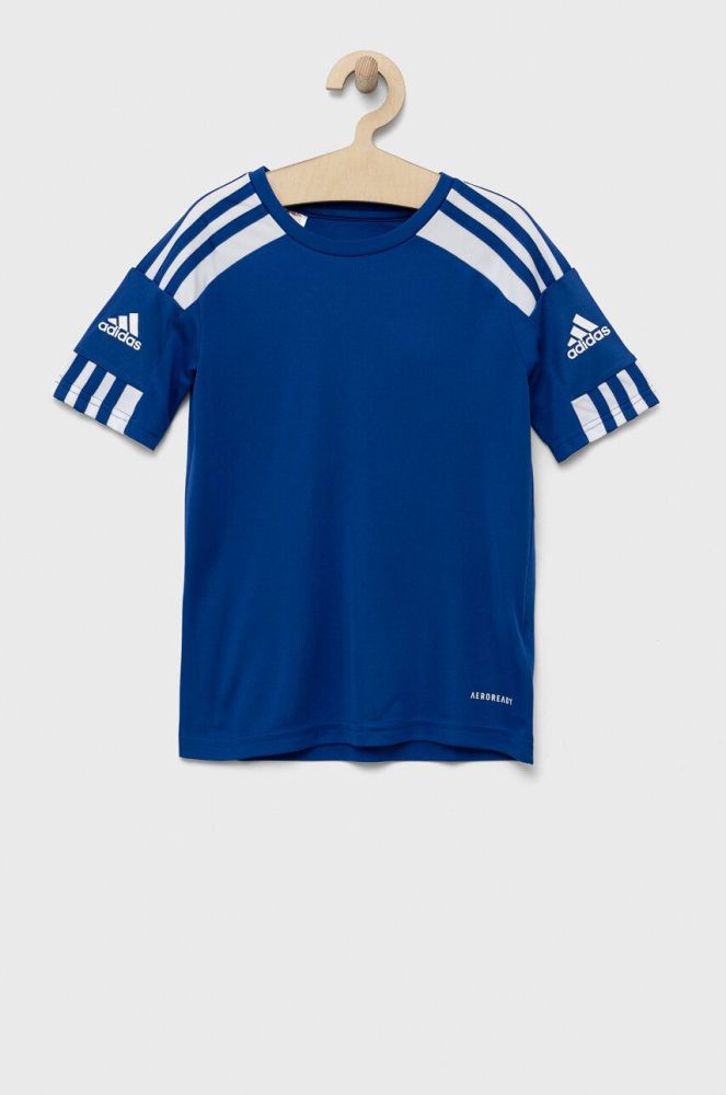 Дитяча футболка adidas Performance з аплікацією колір блакитний