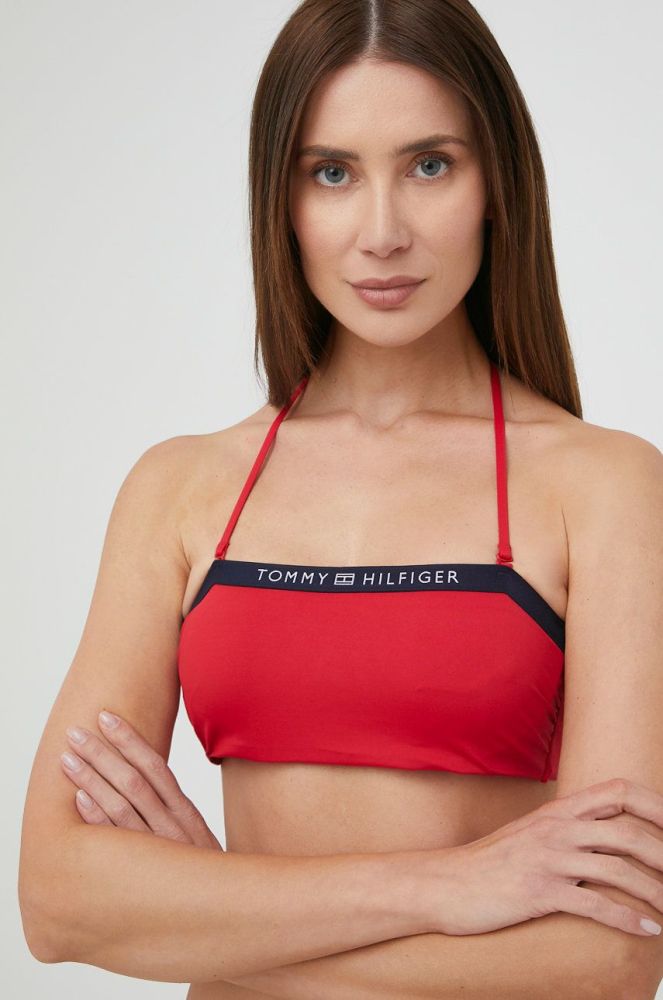 Купальний бюстгальтер Tommy Hilfiger колір червоний м'яка чашечка (2113073)