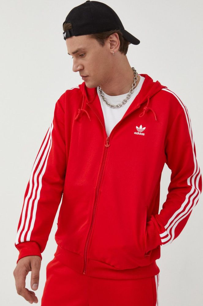 Кофта adidas Originals Adicolor чоловіча колір червоний з аплікацією