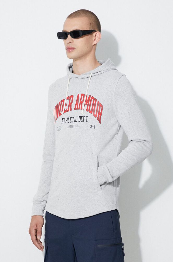 Кофта Under Armour чоловіча колір чорний з капюшоном з принтом 1370354-001 (3313982)