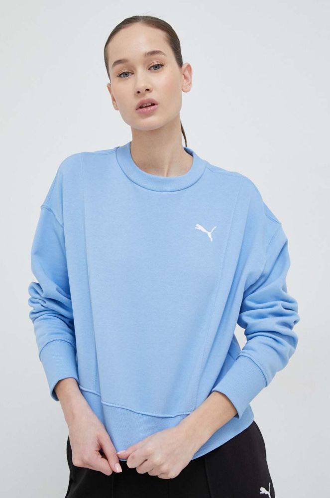Бавовняна кофта Puma жіноча  однотонна колір блакитний