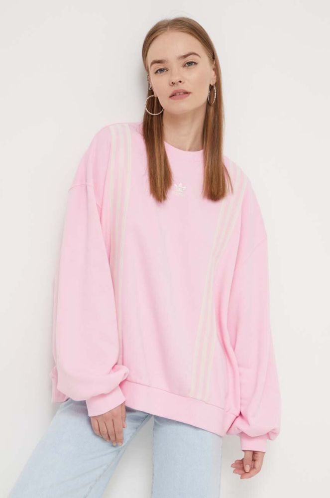 Бавовняна кофта adidas Originals жіноча колір рожевий з аплікацією (3539111)