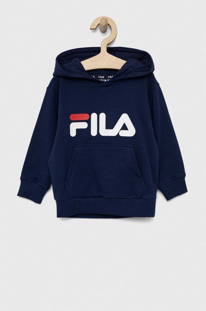 Дитяча кофта Fila колір синій з капюшоном з принтом (3022131)