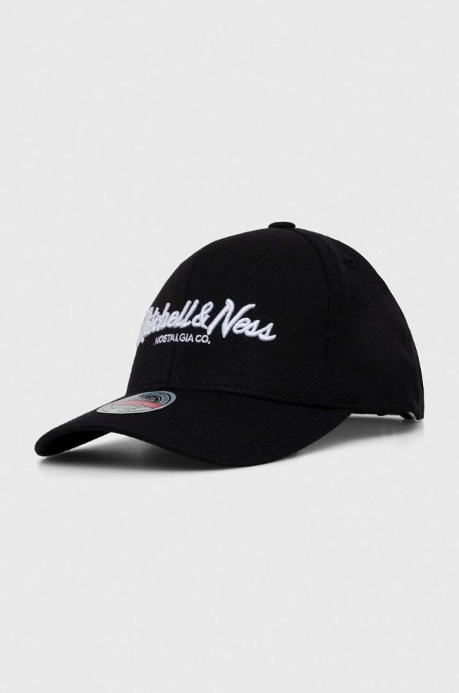 Кепка з домішкою вовни Mitchell&Ness колір чорний з аплікацією (3592275)