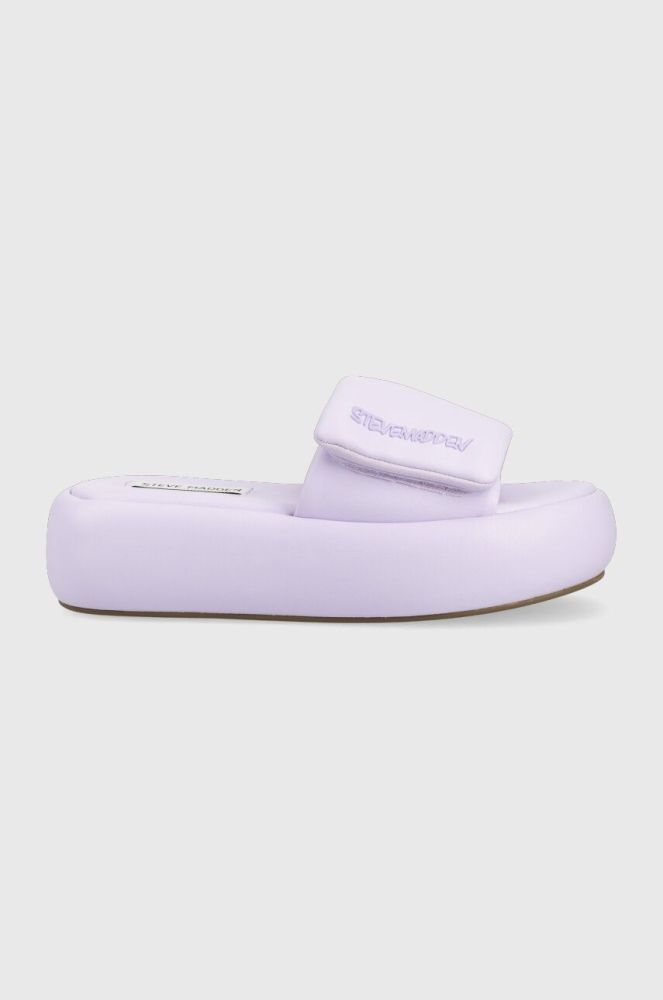 Шльопанці Steve Madden Swoosh жіночі колір фіолетовий на платформі SM11002446