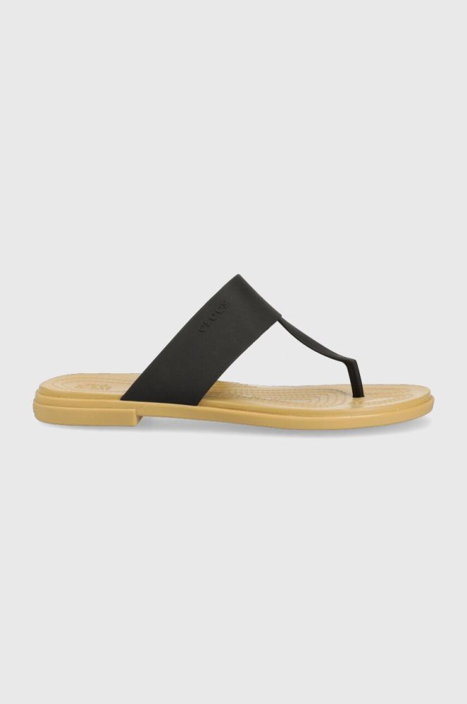 В'єтнамки Crocs Tulum Flip жіночі колір чорний на плоскому ходу 206752