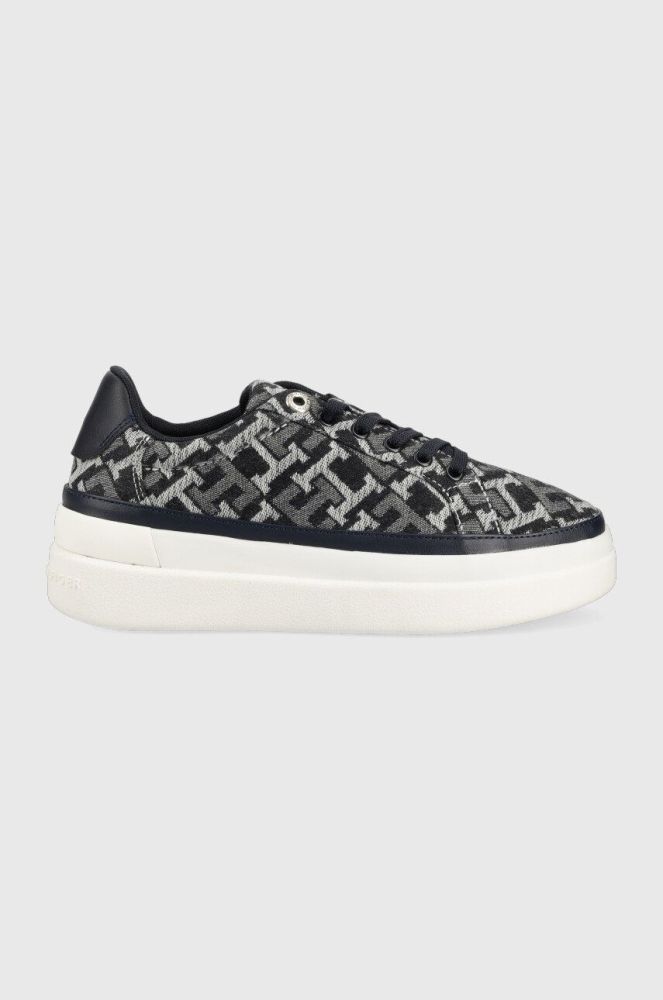 Шкіряні кросівки Tommy Hilfiger FW0FW06907 DENIM MONOGRAM SNEAKER колір сірий