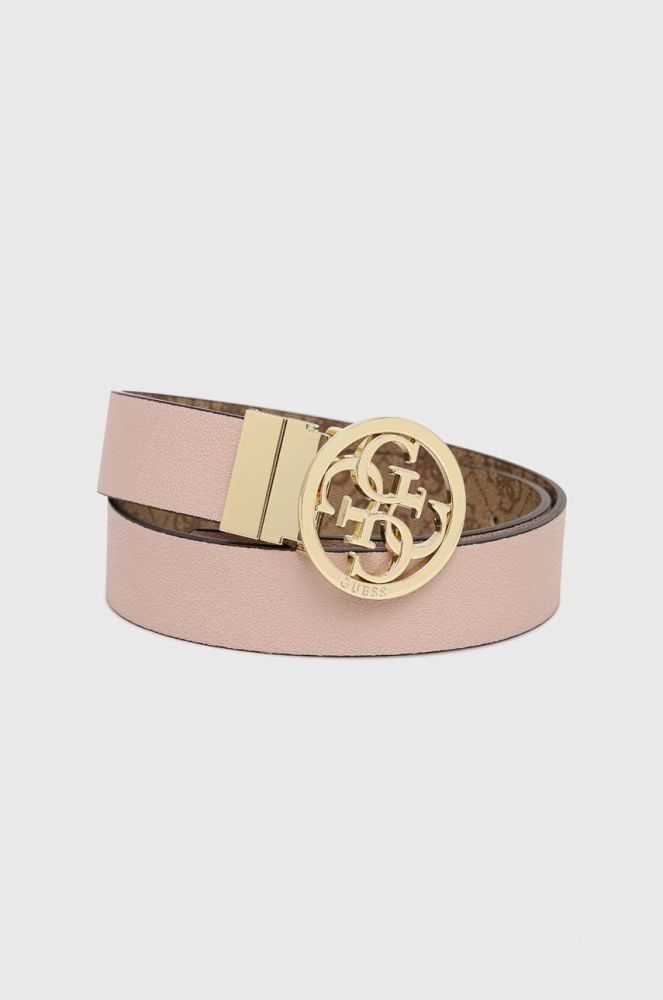 двосторонній ремінь Guess жіночий колір коричневий
