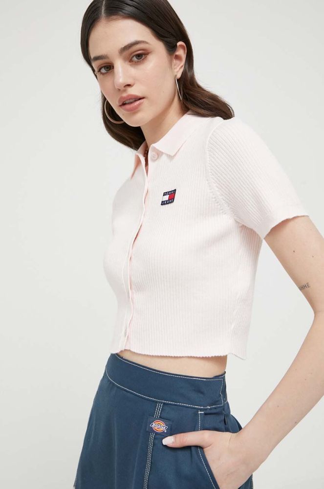 Джемпер Tommy Jeans жіночий колір рожевий легкий (2997121)