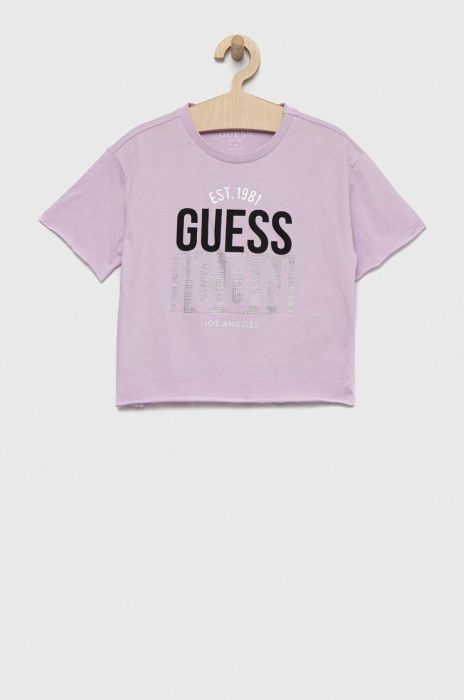 Бавовняна футболка Guess колір фіолетовий (2851541)