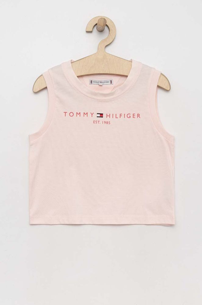 Дитячий бавовняний топ Tommy Hilfiger колір рожевий