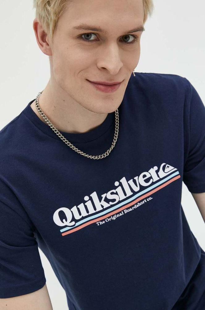 Бавовняна футболка Quiksilver колір синій з принтом (3024009)
