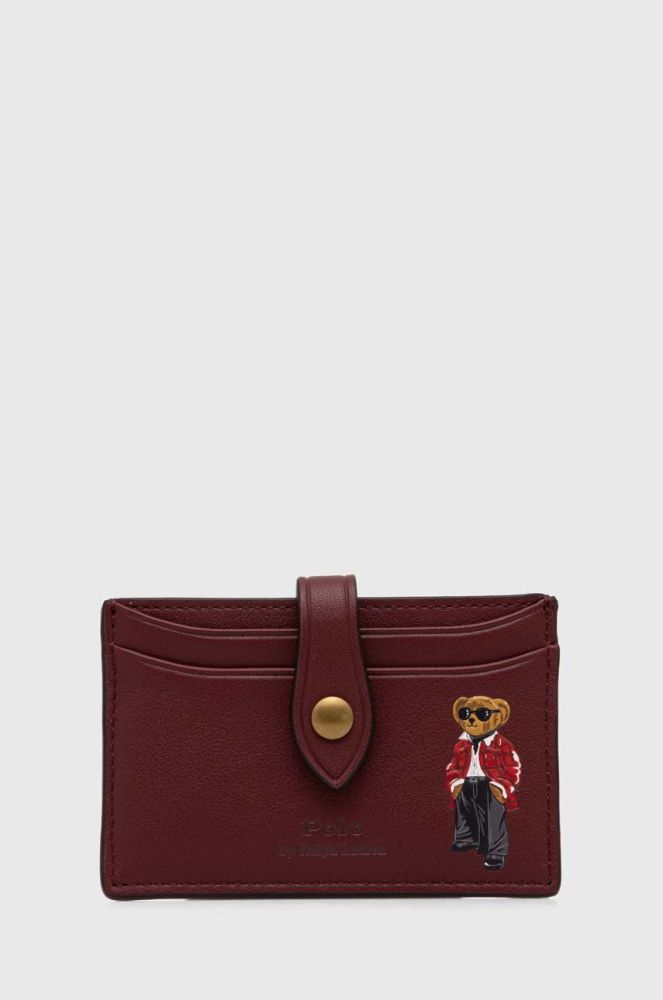 Шкіряний чохол на банківські карти Polo Ralph Lauren колір бордовий