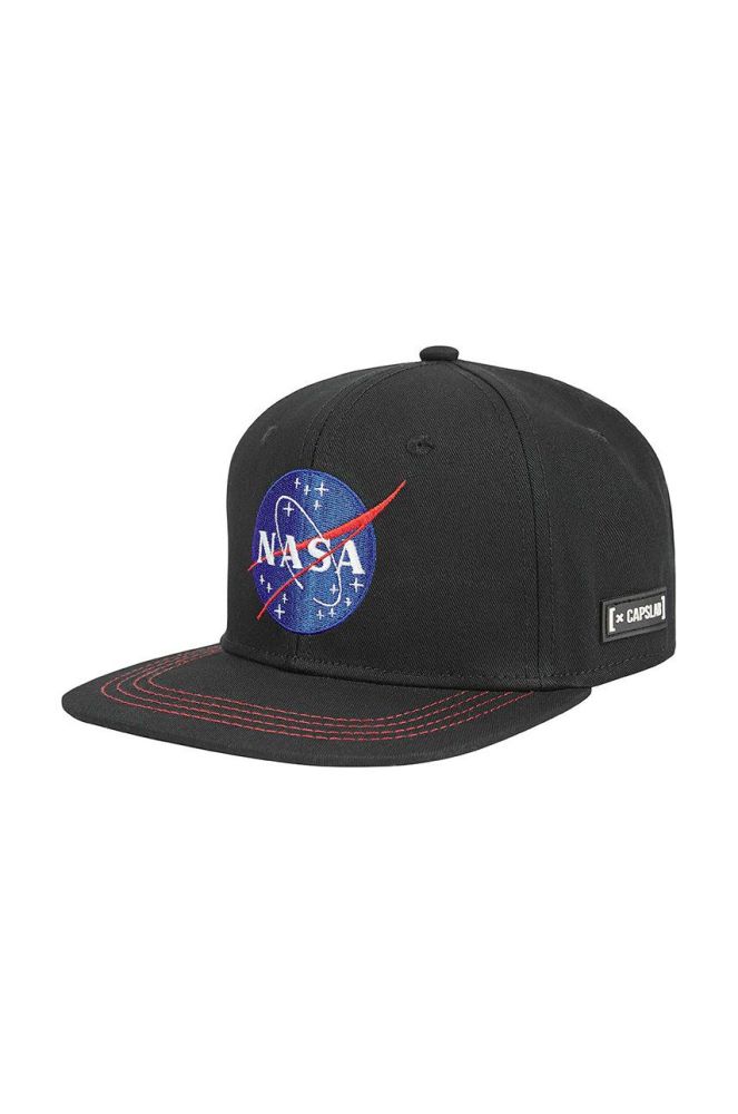 Бавовняна бейсболка Capslab X Nasa колір чорний з аплікацією